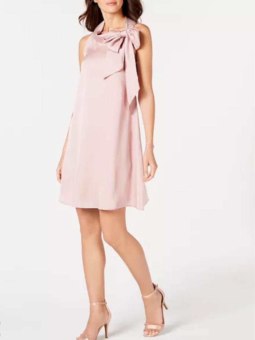 Robbie Bee Pink Satin Halter Dress 6